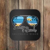 Long Beach California Palm Tree Sunglasses Souvenir Coaster thumb 0
