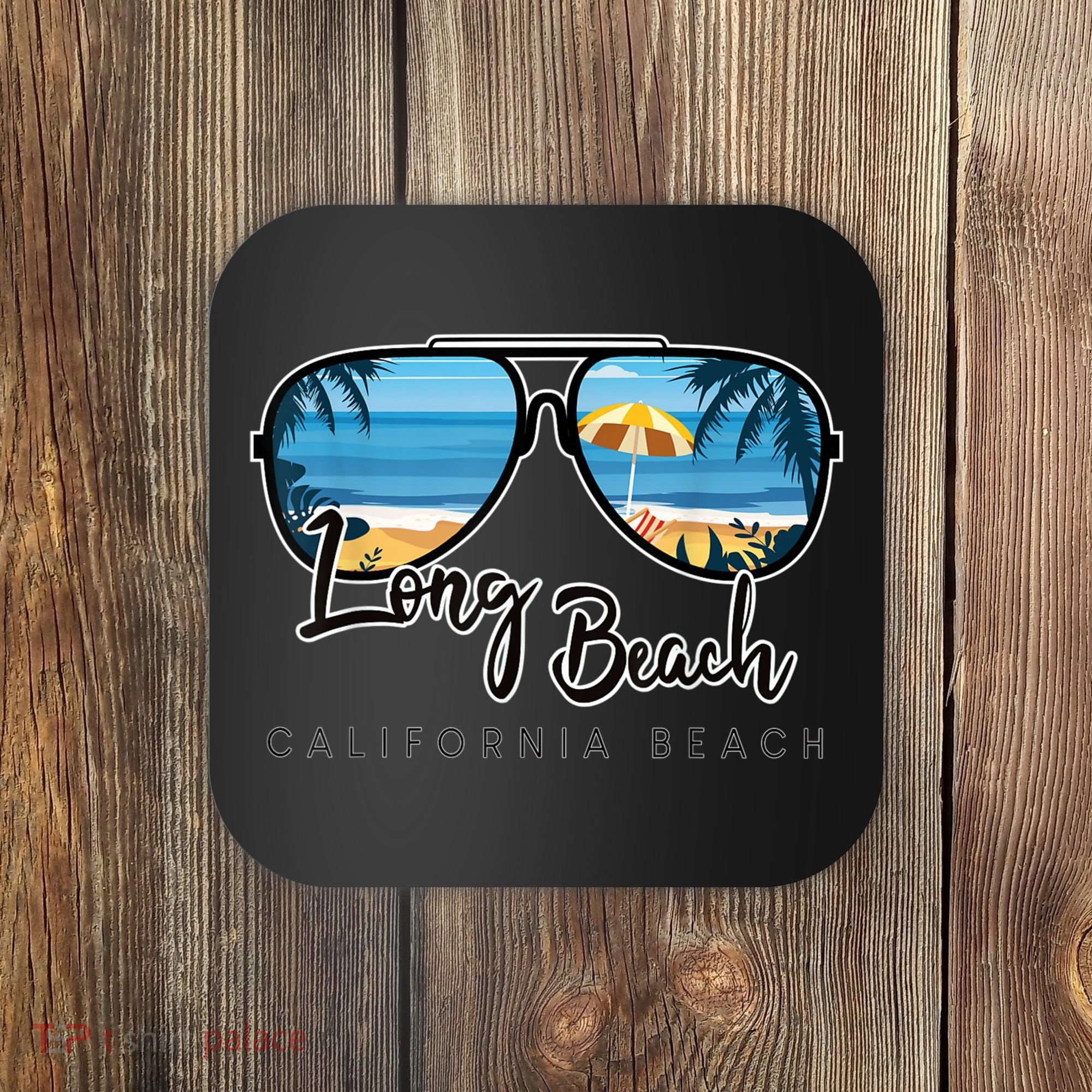 Long Beach California Palm Tree Sunglasses Souvenir Coaster