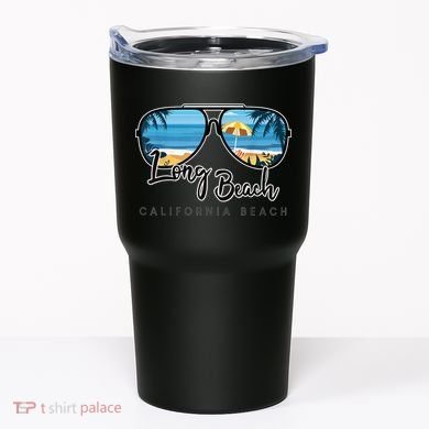 Long Beach California Palm Tree Sunglasses Souvenir Tumbler