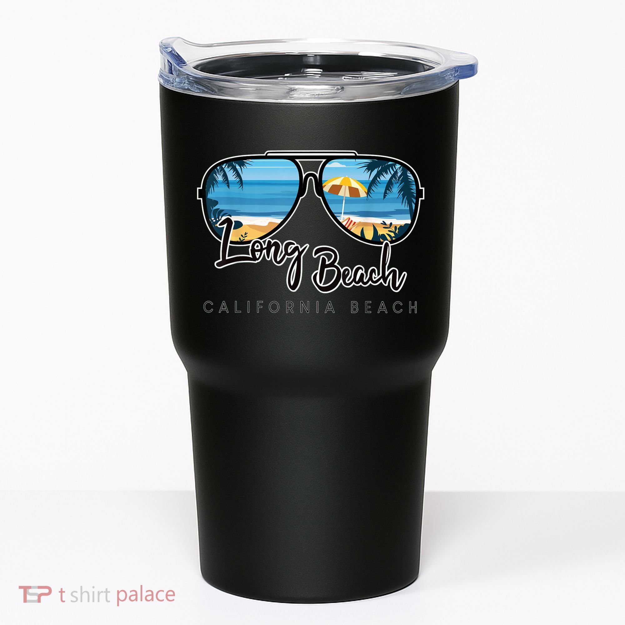 Long Beach California Palm Tree Sunglasses Souvenir Tumbler