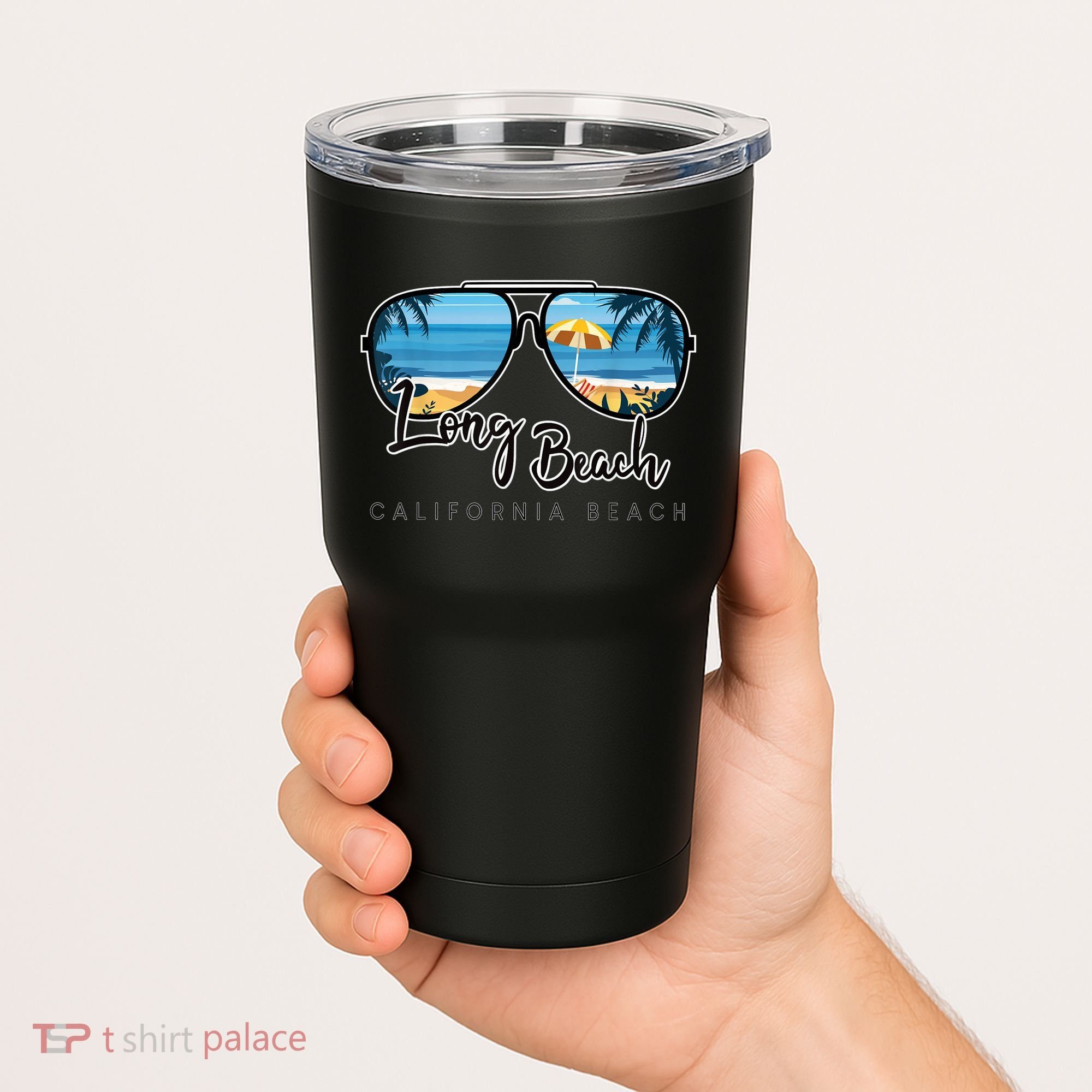 Long Beach California Palm Tree Sunglasses Souvenir Tumbler