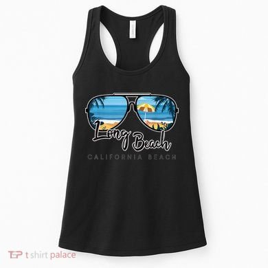 Long Beach California Palm Tree Sunglasses Souvenir Women's Tank Top