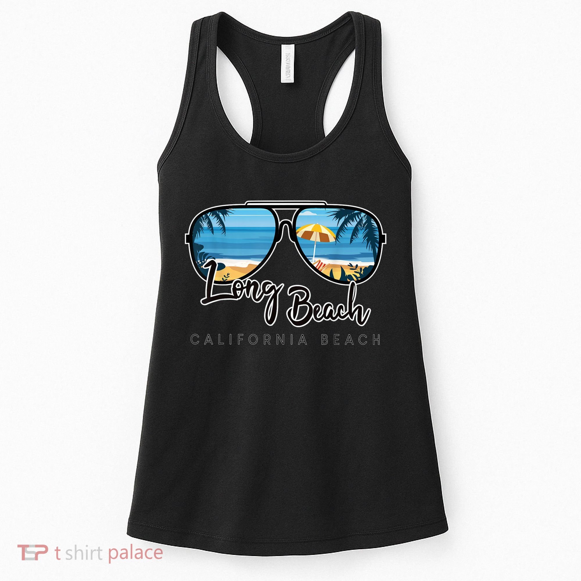 Long Beach California Palm Tree Sunglasses Souvenir Women's Tank Top