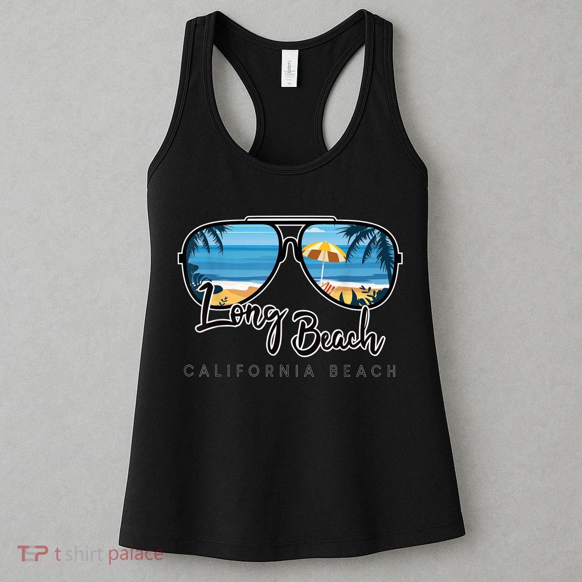 Long Beach California Palm Tree Sunglasses Souvenir Women's Tank Top