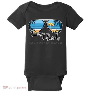 Long Beach California Palm Tree Sunglasses Souvenir Baby Bodysuit