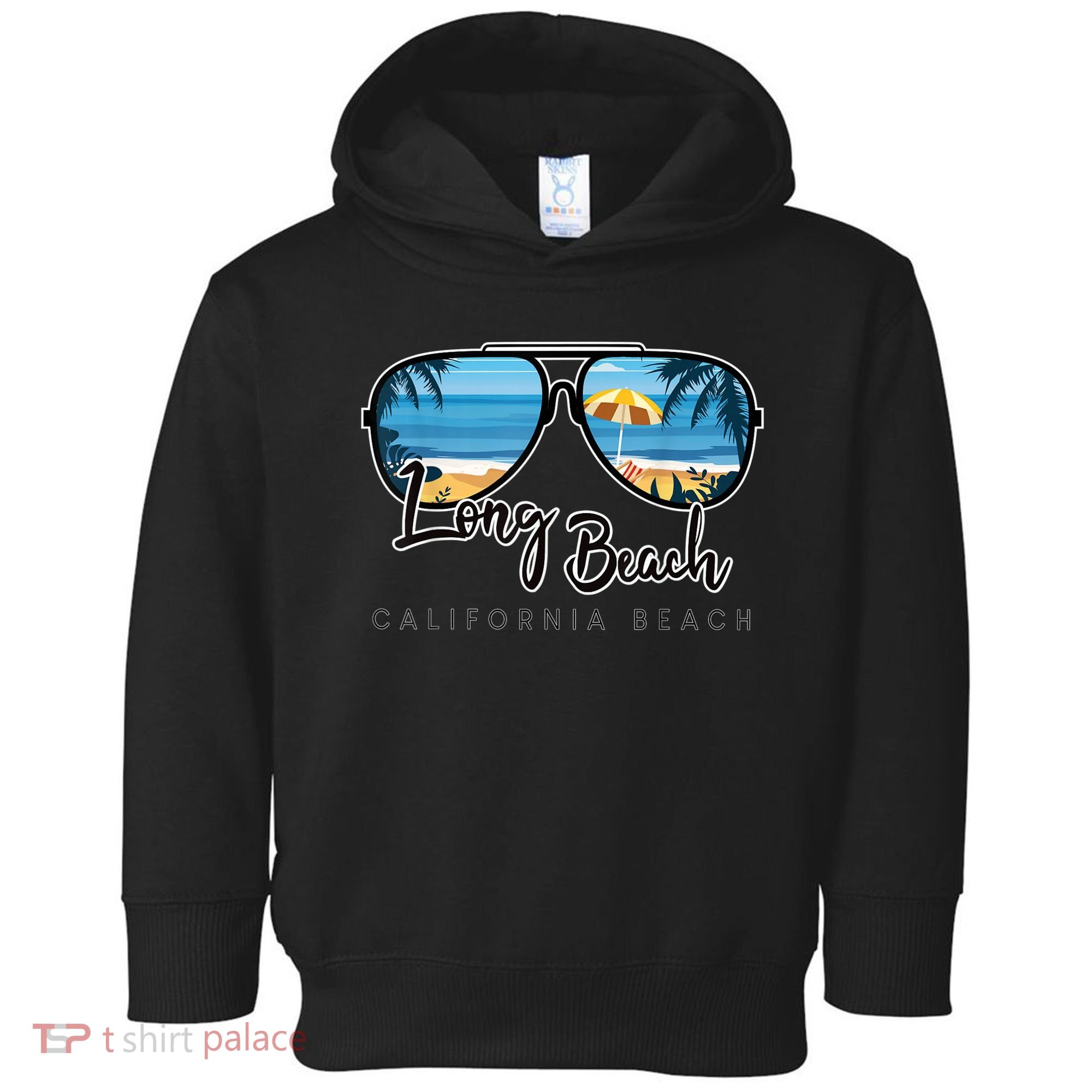 Long Beach California Palm Tree Sunglasses Souvenir Toddler Hoodie