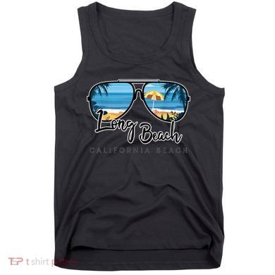 Long Beach California Palm Tree Sunglasses Souvenir Tank Top
