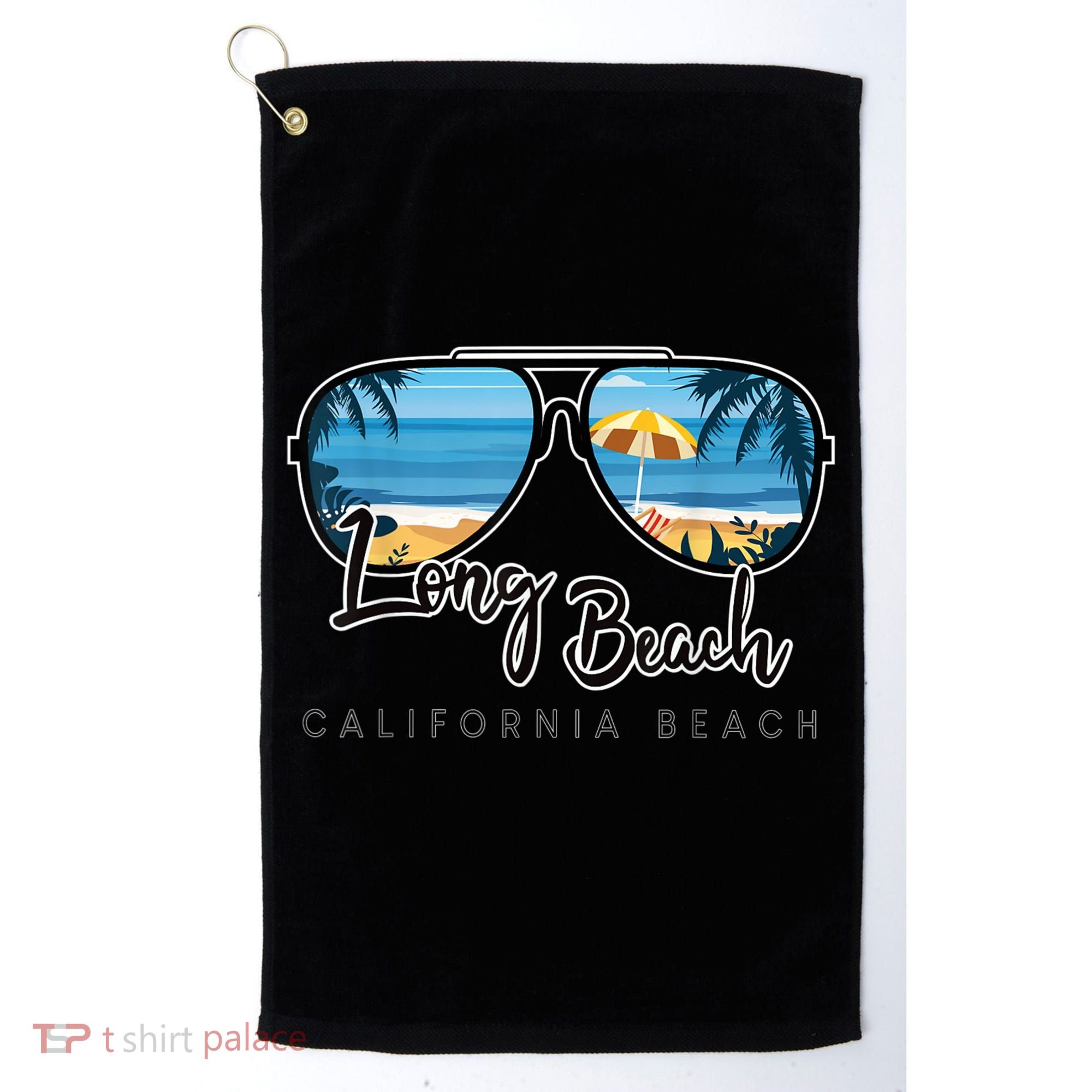 Long Beach California Palm Tree Sunglasses Souvenir Golf Towel