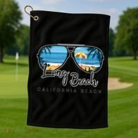 Long Beach California Palm Tree Sunglasses Souvenir Golf Towel thumb 1