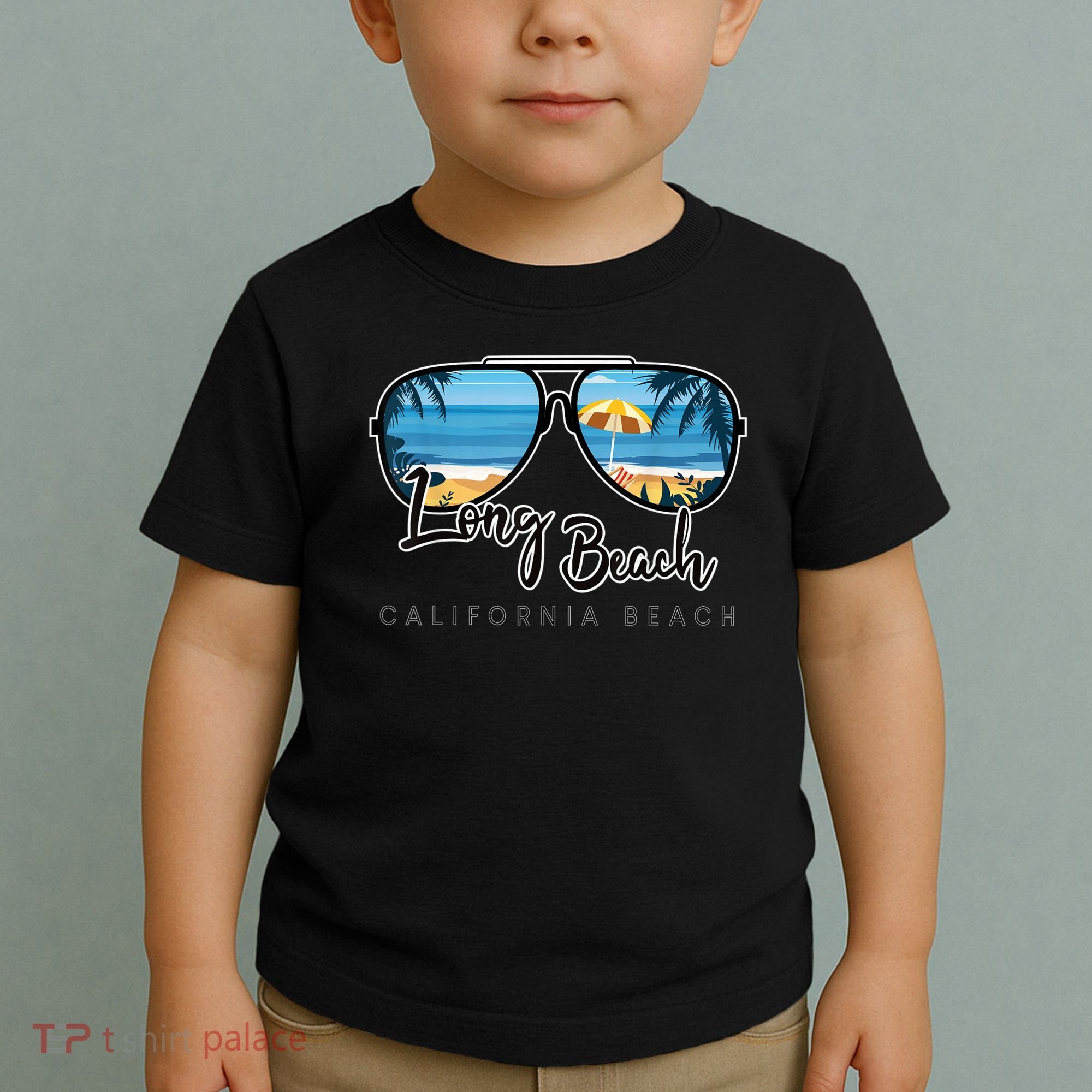 Long Beach California Palm Tree Sunglasses Souvenir Toddler T-Shirt