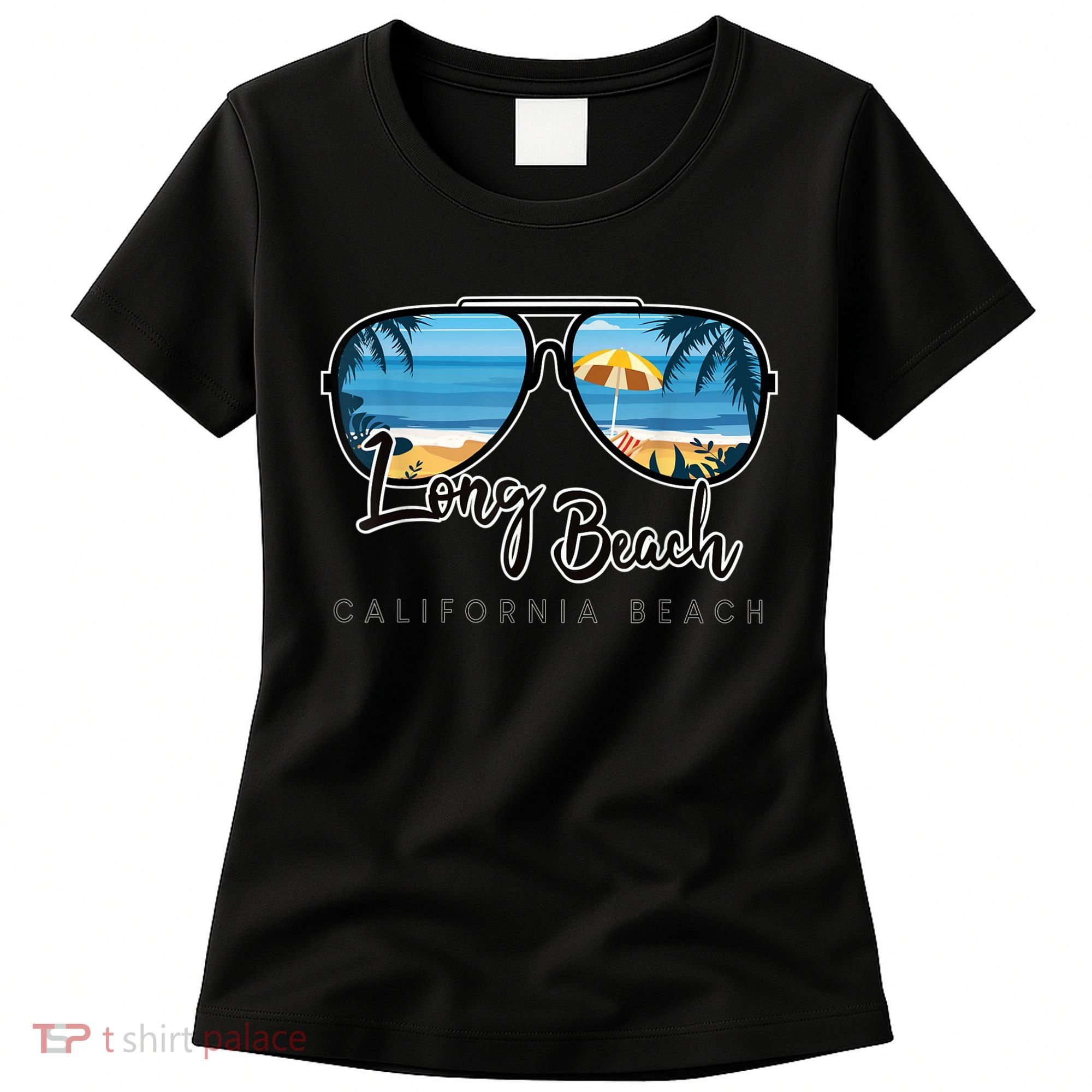 Long Beach California Palm Tree Sunglasses Souvenir Women's T-Shirt