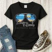 Long Beach California Palm Tree Sunglasses Souvenir Women's T-Shirt thumb 3