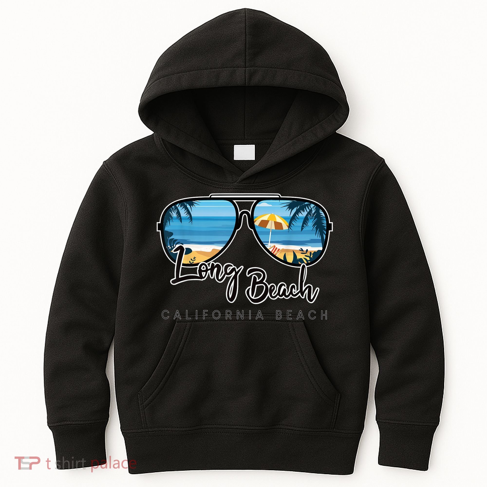 Long Beach California Palm Tree Sunglasses Souvenir Kids Hoodie