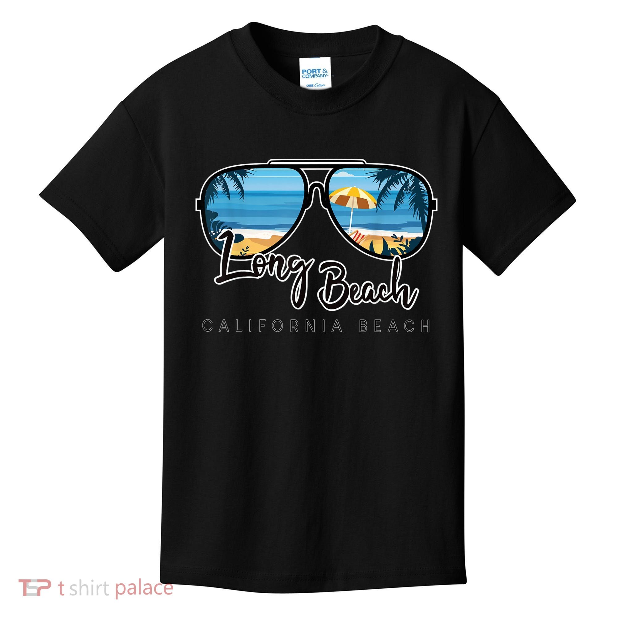 Long Beach California Palm Tree Sunglasses Souvenir Kids T-Shirt