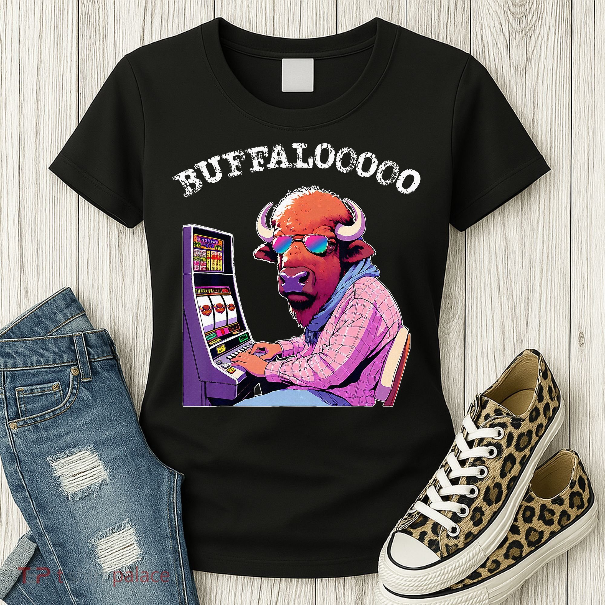 Lucky Buffalo Casino Slot Machine Buffalooooo Gambling Women's T-Shirt