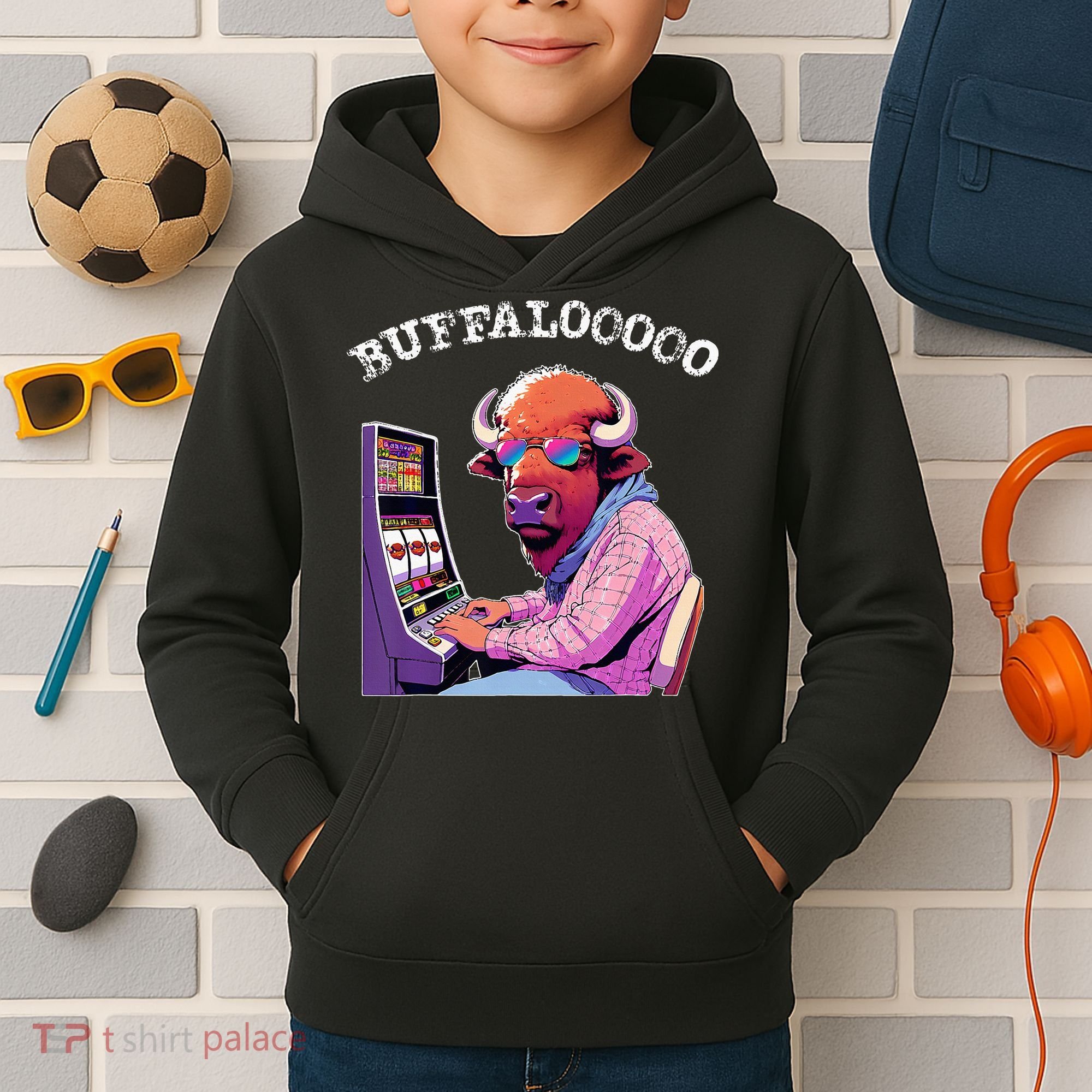 Lucky Buffalo Casino Slot Machine Buffalooooo Gambling Kids Hoodie