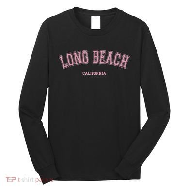 Long Beach California Ca Varsity Style On Long Beach Long Sleeve Shirt