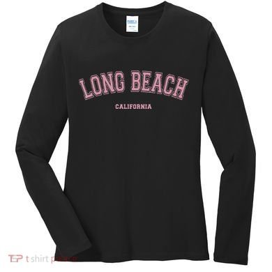 Long Beach California Ca Varsity Style On Long Beach Women's Long Sleeve Shirt