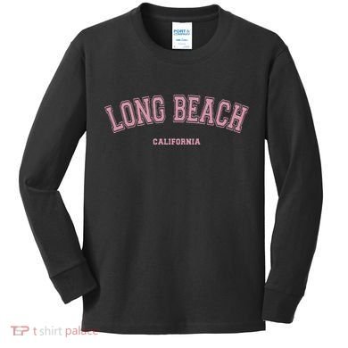 Long Beach California Ca Varsity Style On Long Beach Kids Long Sleeve Shirt