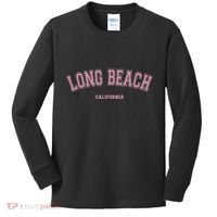 Long Beach California Ca Varsity Style On Long Beach Kids Long Sleeve Shirt thumb 0