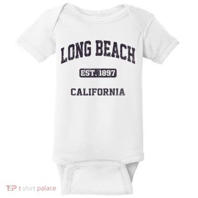 Long Beach California CA vintage state athletic style Baby Bodysuit