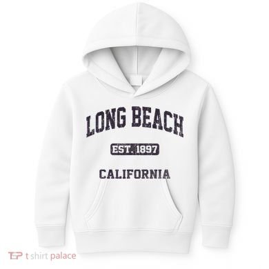 Long Beach California CA vintage state athletic style Kids Hoodie