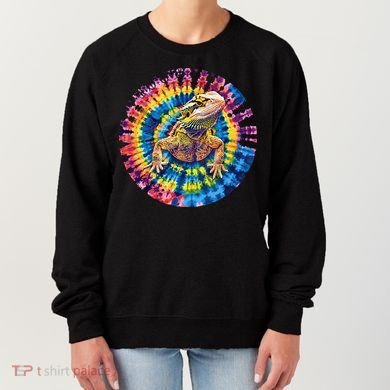 Lizard Bearded Dragon Reptile Tie Dye Spiral Rainbow Cute Women's Sweatshirt