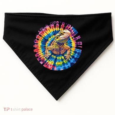 Lizard Bearded Dragon Reptile Tie Dye Spiral Rainbow Cute USA-Made Doggie Bandana