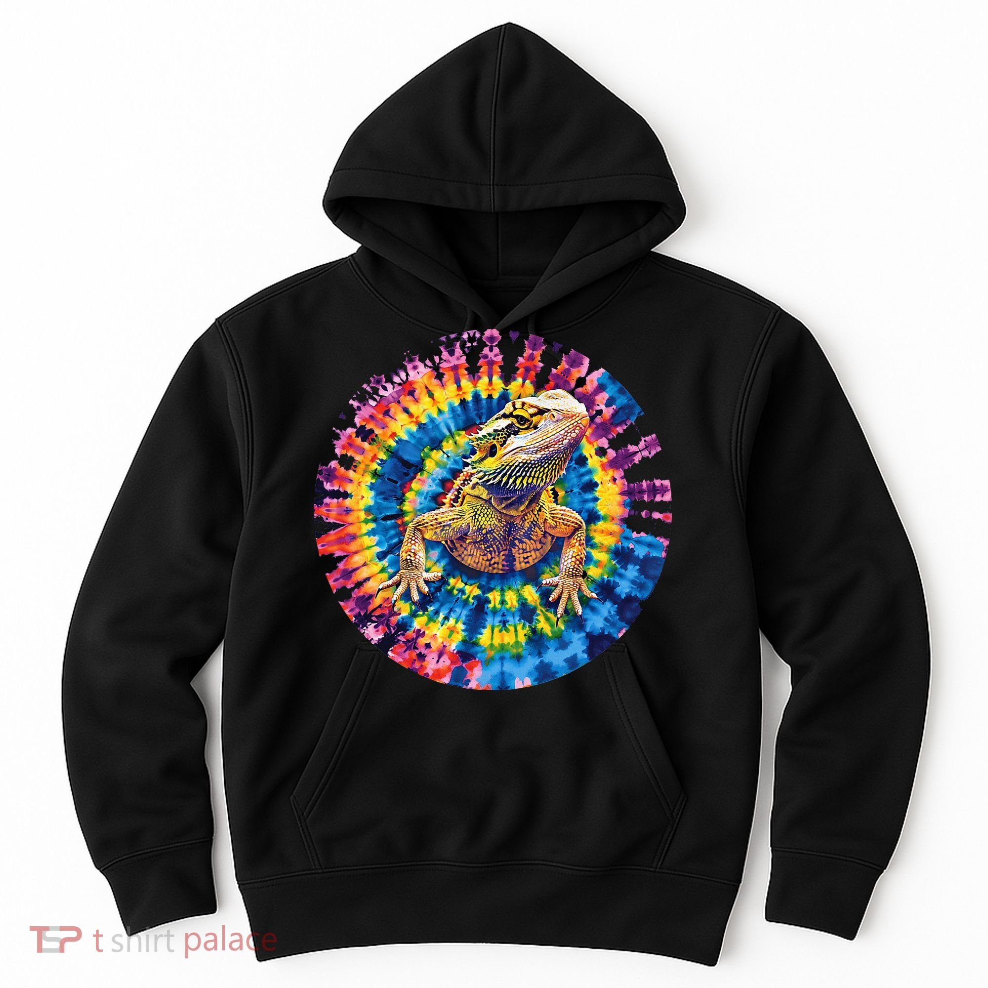 Lizard Bearded Dragon Reptile Tie Dye Spiral Rainbow Cute Hoodie