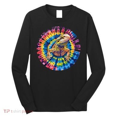 Lizard Bearded Dragon Reptile Tie Dye Spiral Rainbow Cute Long Sleeve Shirt
