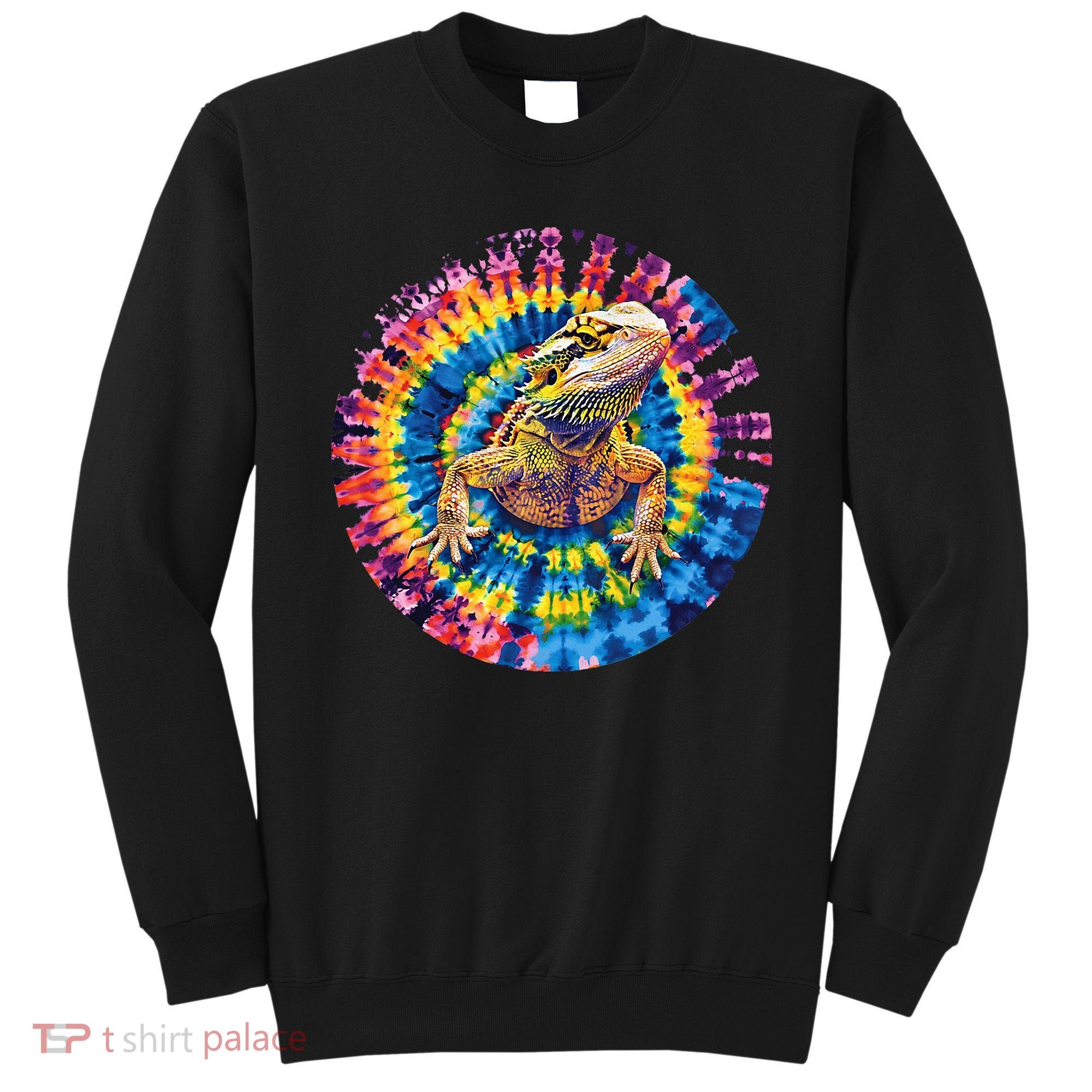 Lizard Bearded Dragon Reptile Tie Dye Spiral Rainbow Cute Sweatshirt