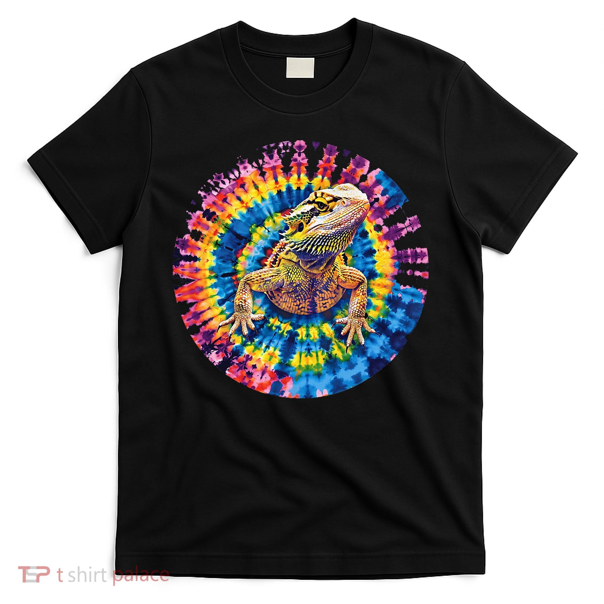 Lizard Bearded Dragon Reptile Tie Dye Spiral Rainbow Cute T-Shirt