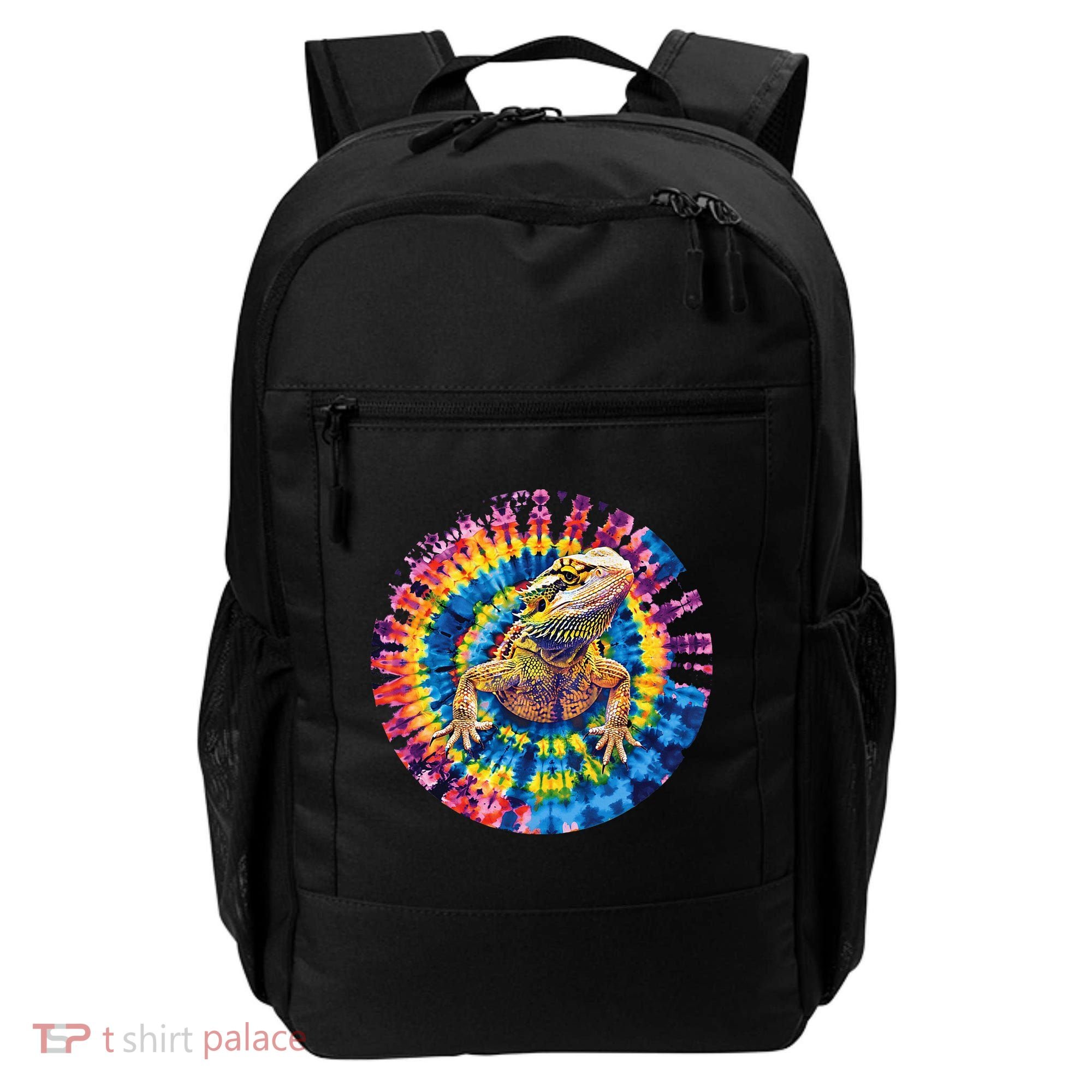 Lizard Bearded Dragon Reptile Tie Dye Spiral Rainbow Cute Backpack