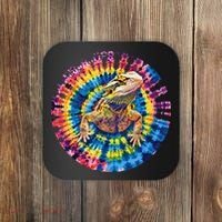 Lizard Bearded Dragon Reptile Tie Dye Spiral Rainbow Cute Coaster thumb 0