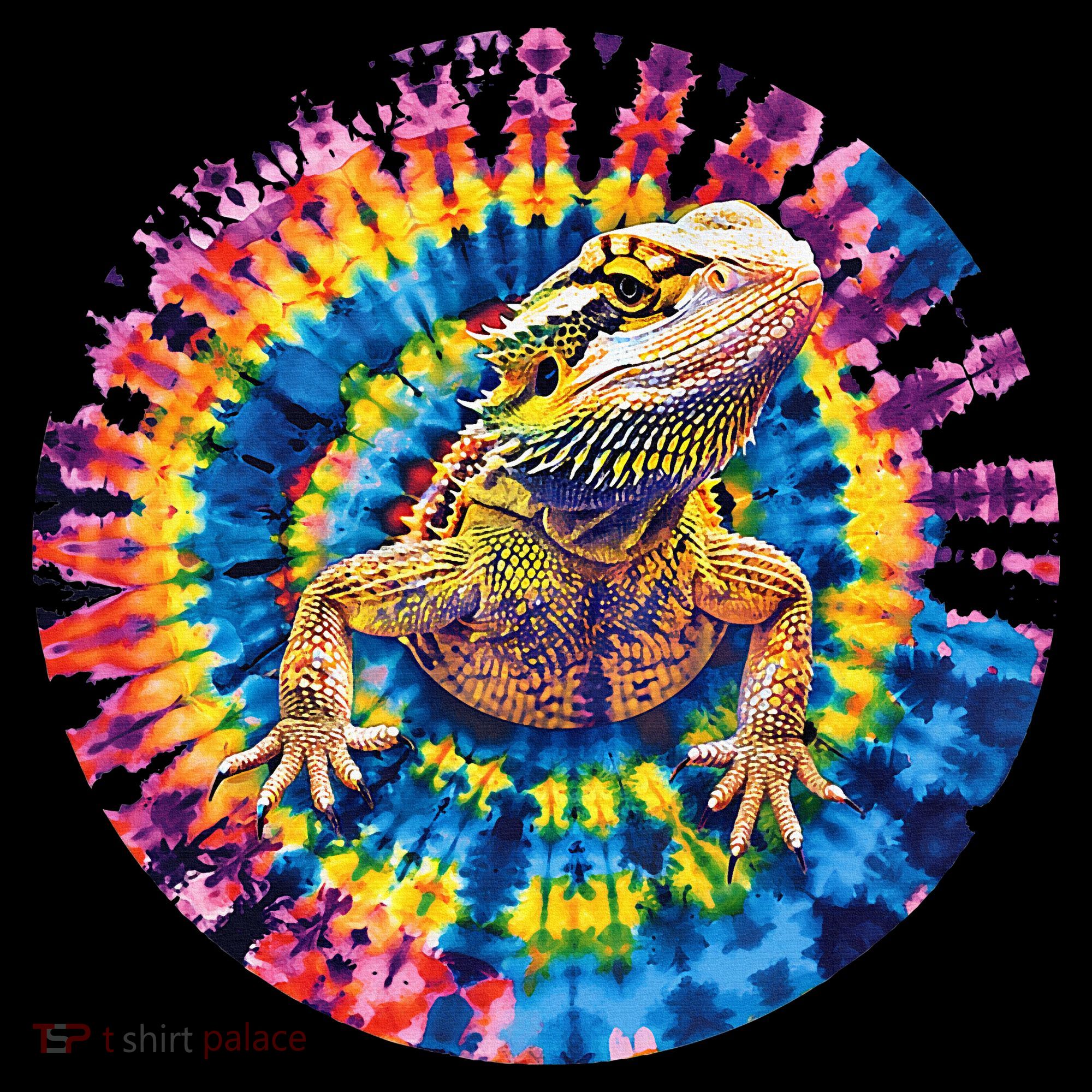Lizard Bearded Dragon Reptile Tie Dye Spiral Rainbow Cute Women's Hoodie