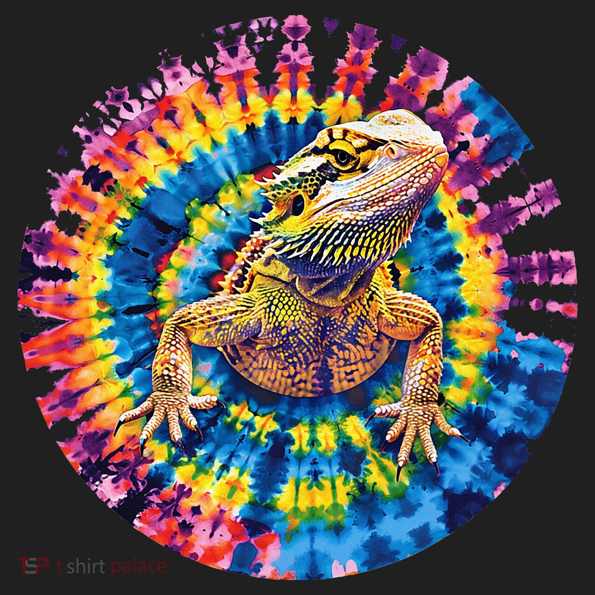 Lizard Bearded Dragon Reptile Tie Dye Spiral Rainbow Cute Hat