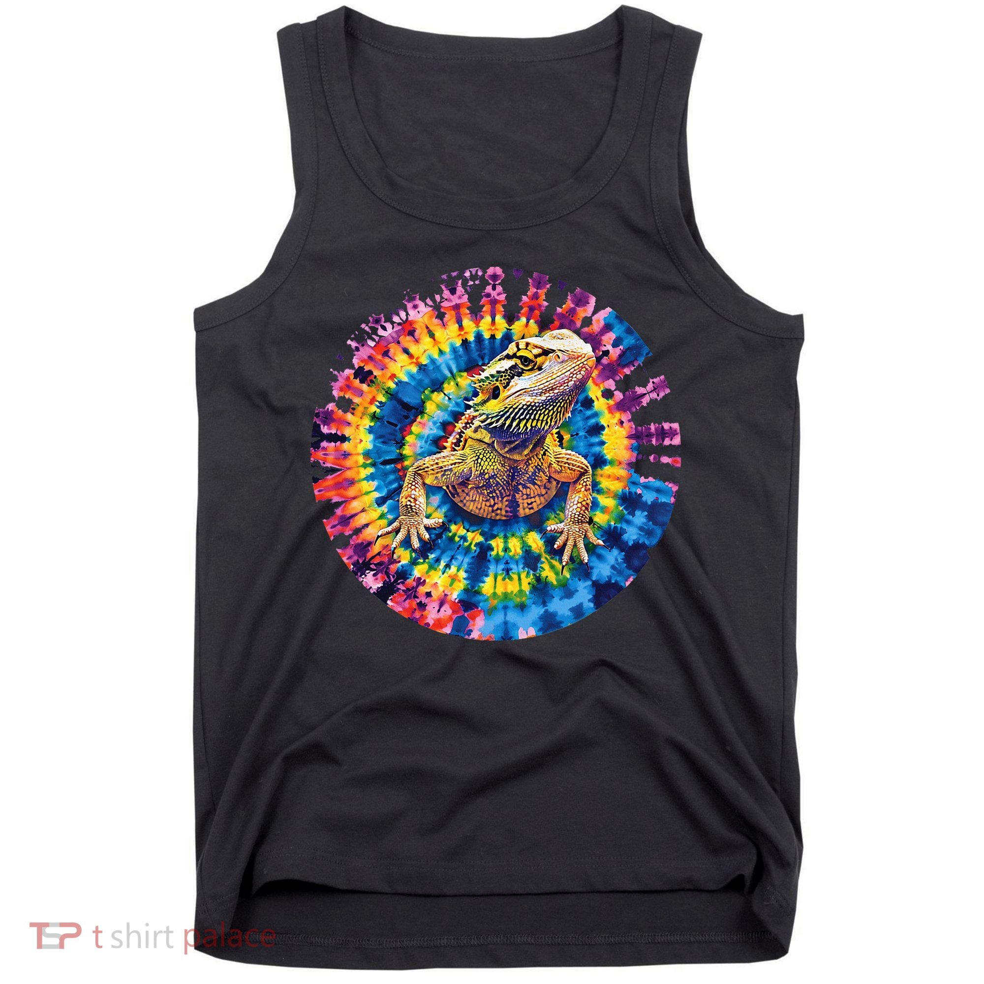 Lizard Bearded Dragon Reptile Tie Dye Spiral Rainbow Cute Tank Top