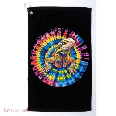 Lizard Bearded Dragon Reptile Tie Dye Spiral Rainbow Cute Golf Towel