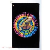 Lizard Bearded Dragon Reptile Tie Dye Spiral Rainbow Cute Golf Towel thumb 0