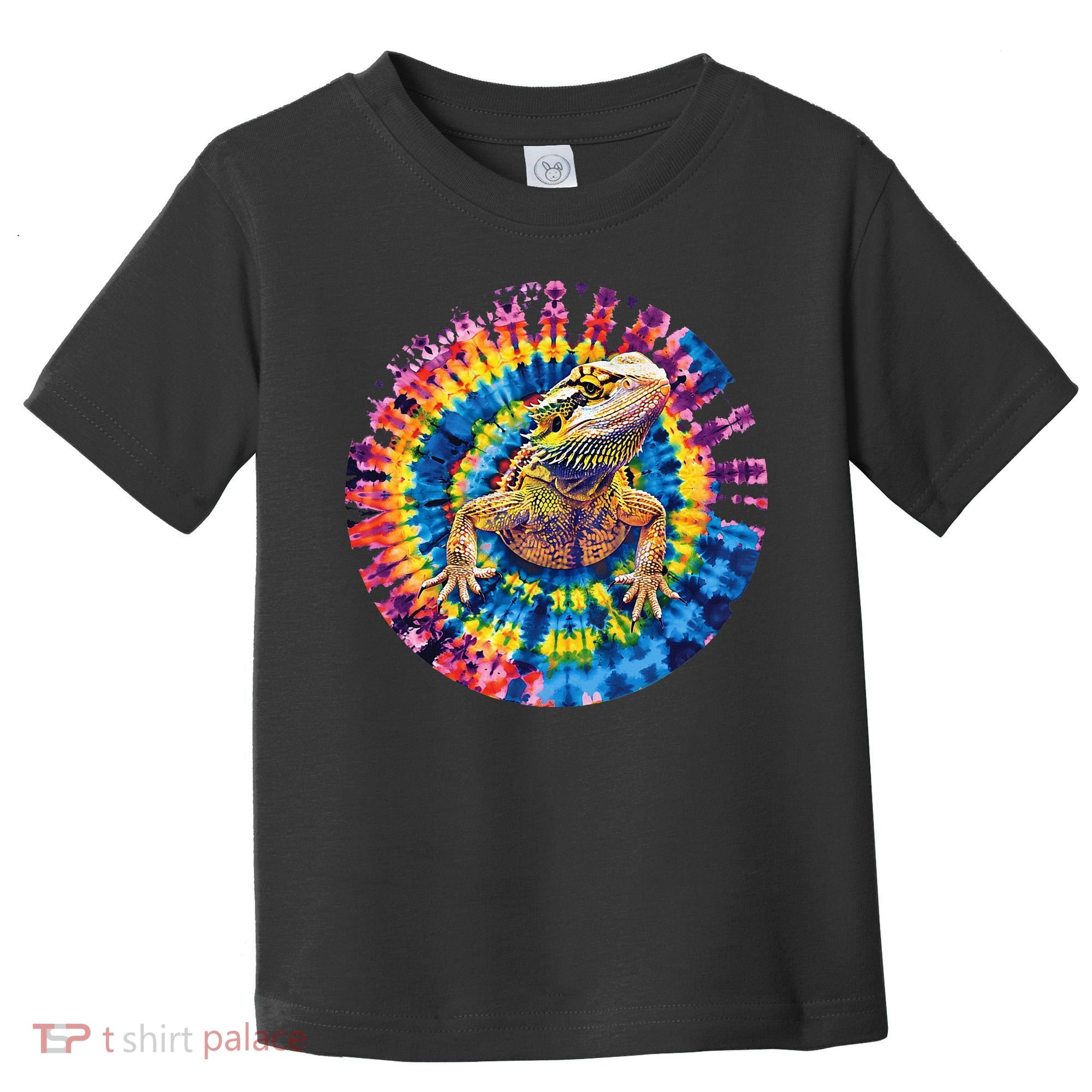 Lizard Bearded Dragon Reptile Tie Dye Spiral Rainbow Cute Toddler T-Shirt