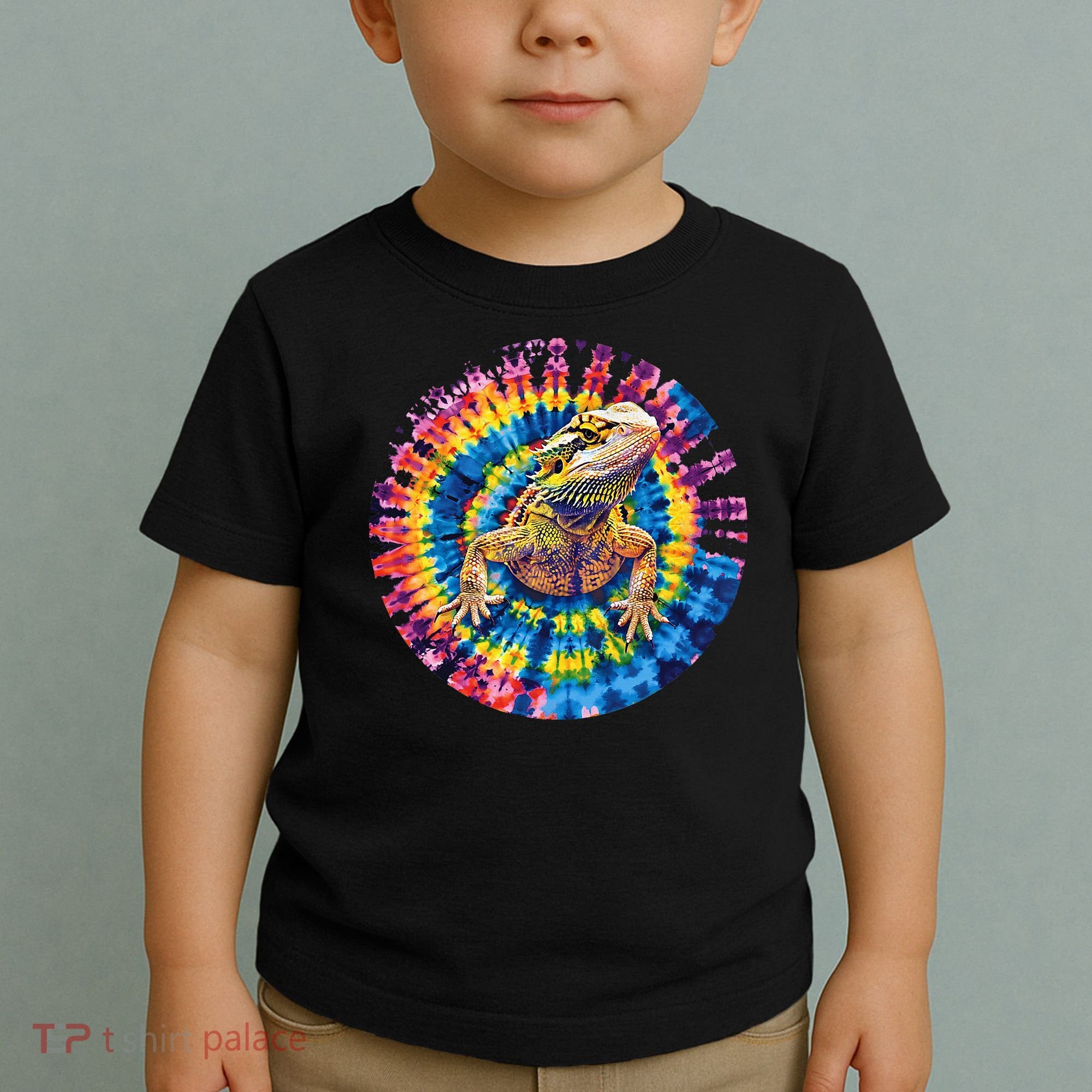 Lizard Bearded Dragon Reptile Tie Dye Spiral Rainbow Cute Toddler T-Shirt