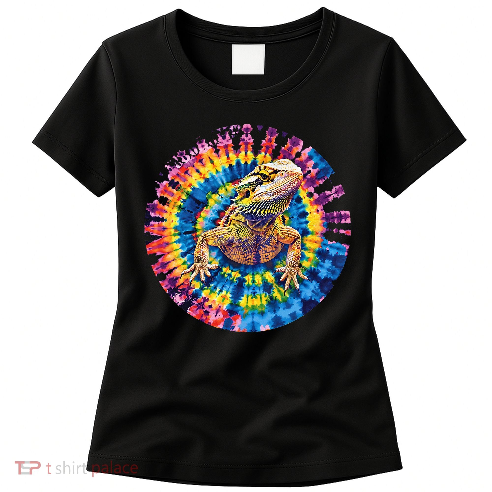 Lizard Bearded Dragon Reptile Tie Dye Spiral Rainbow Cute Women's T-Shirt