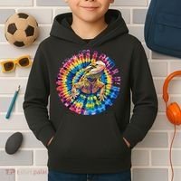 Lizard Bearded Dragon Reptile Tie Dye Spiral Rainbow Cute Kids Hoodie thumb 2