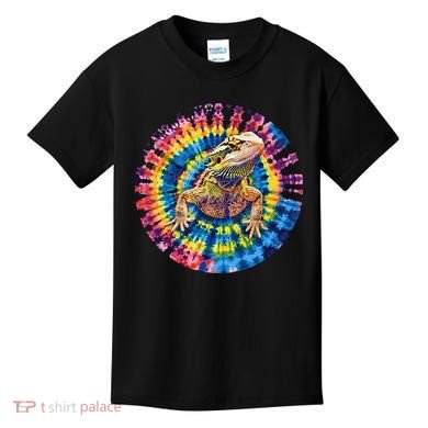 Lizard Bearded Dragon Reptile Tie Dye Spiral Rainbow Cute Kids T-Shirt