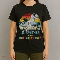 Lil Brother Dinosaur Of The Birthday Matching Family T-Shirt thumb 4