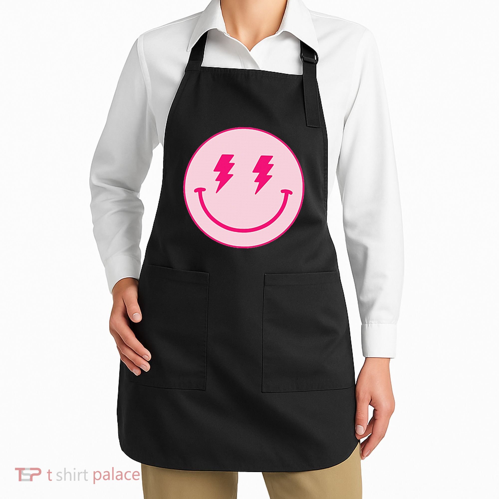 Lightning Bolt Eyes Happy Face Apron