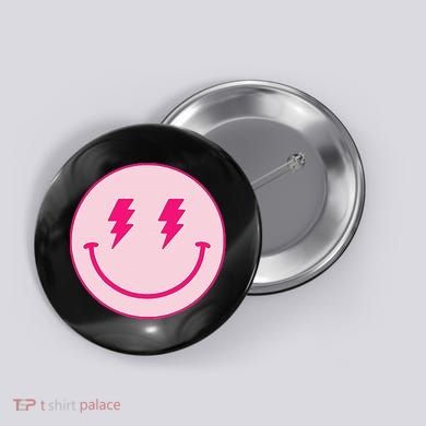 Lightning Bolt Eyes Happy Face Button