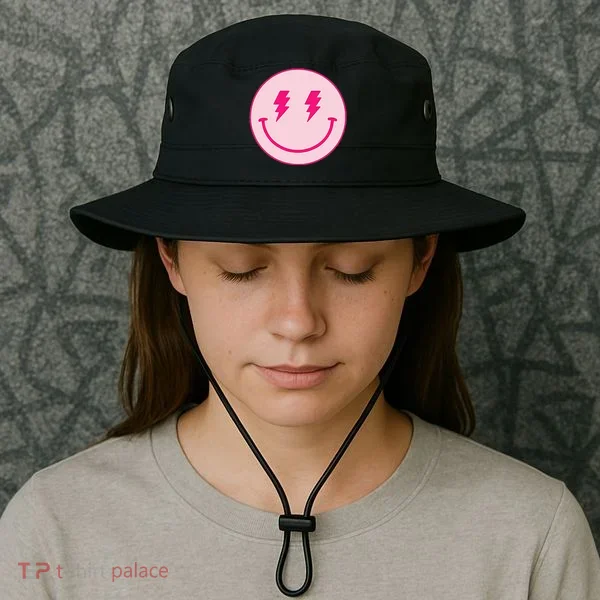 Lightning Bolt Eyes Happy Face Bucket Hat