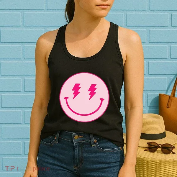Lightning Bolt Eyes Happy Face Women's Tank Top