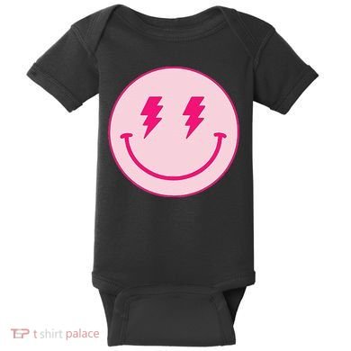 Lightning Bolt Eyes Happy Face Baby Bodysuit